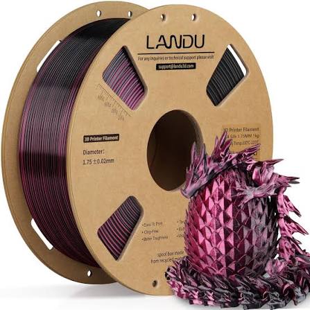 PLA Silk Dual Color filaments,1.75mm,Black -rose red,1kg/roll Landu