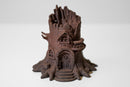 3D-printed miniature treehouse model on a white background