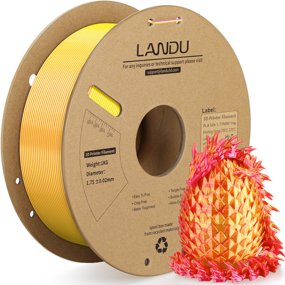 PLA Silk Dual Color filaments,1.75mm,Red -gold,1kg/roll Landu