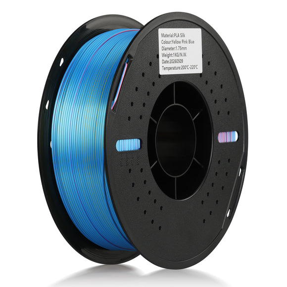 PLA Silk Tri Color filaments,1.75mm,Yellow -pink-blue,1kg/roll Landu